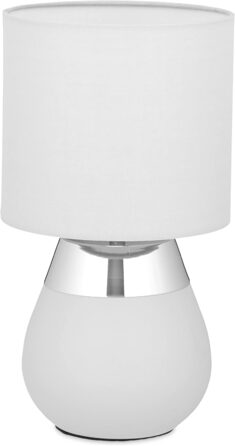 Relaxdays Nachttischlampe Touch dimmbar, moderne Touch Lampe, 3 Stufen, E14, Tischlampe, HxD: 32,5 x 18 cm, grau- (Silber)