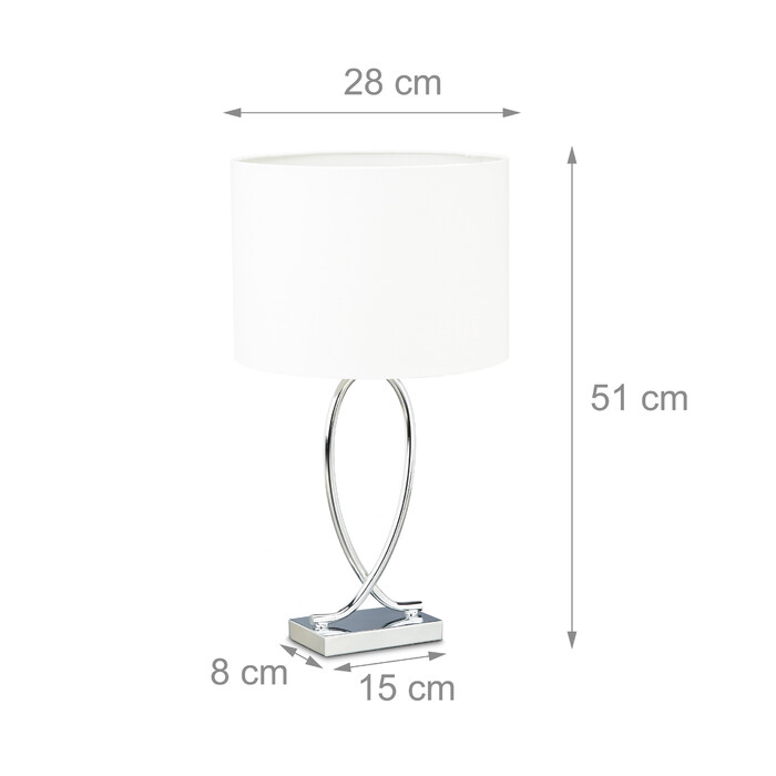 Relaxdays Tischlampe silber mit Schirm