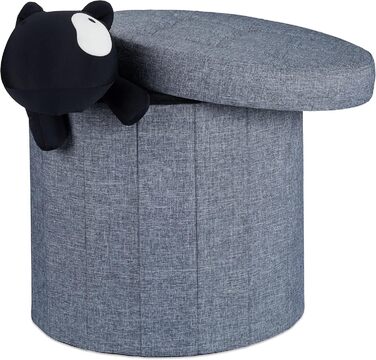 Relaxdays Sitzhocker mit Stauraum L, Fußhocker mit Deckel, 43x45x45 cm, dunkelgrau