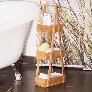 Relaxdays Bambus Badregal mit 3 Ablagen