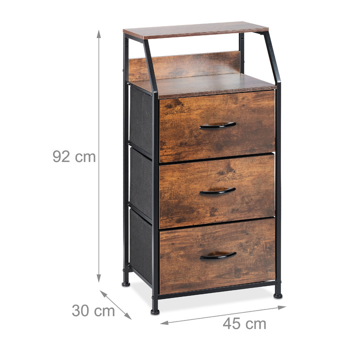 Relaxdays Standregal Industrial mit 3 Schubladen
