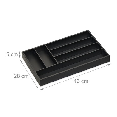 Relaxdays Schwarzer Besteckkasten 6 Fächer
