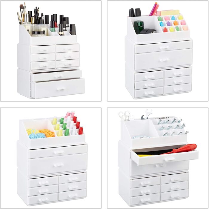 Relaxdays 1 x Make Up Organizer mit Schubladen, stapelbarer Schmuckkasten für Make Up, Acryl Schminkaufbewahrung, transparent 1 Transparent 1 Stück