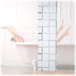 Relaxdays Duschrollo Square, wasserabweisend, Retro Badrollo Wanne u. Dusche, Deckenmontage, 80x240 cm, semitransparent (240 x 60 x 5 cm)