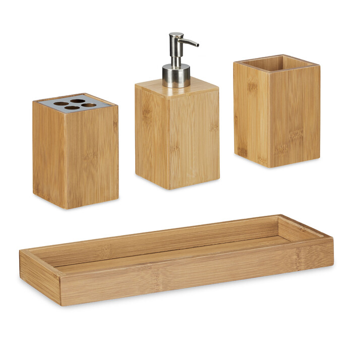 Relaxdays Bad-Accessoires-Set Bambus