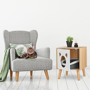 Relaxdays Katzenschrank mit aufklappbarer Tür