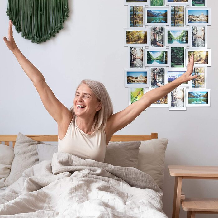Relaxdays Bilderrahmen, Collage für 24 Bilder, 10x15 cm, Hoch- & Querformat, Fotorahmen Wand, H x B: 59 x 86 cm, schwarz