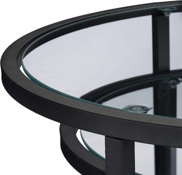 Relaxdays, schwarz Beistelltische 2er Set, Satztisch, Sofatisch, mit Glasplatte, untereinander passend, HBT 50,5x50x50cm, Hartglas, Standard