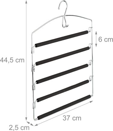 Relaxdays Hosenbügel, 3er Set, platzsparend, Metall, 44,5x37x2,7 cm