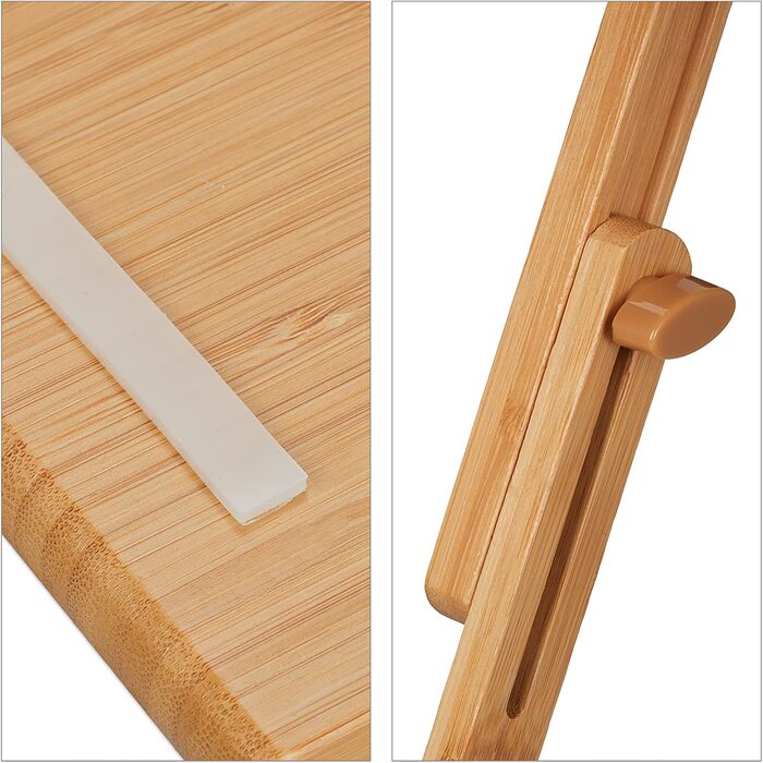 Relaxdays Badewannenablage Bambus, 70cm breit, Badetablett für Glas, Handy, Tablet, Badewannenbrett zum Einhängen, Natur