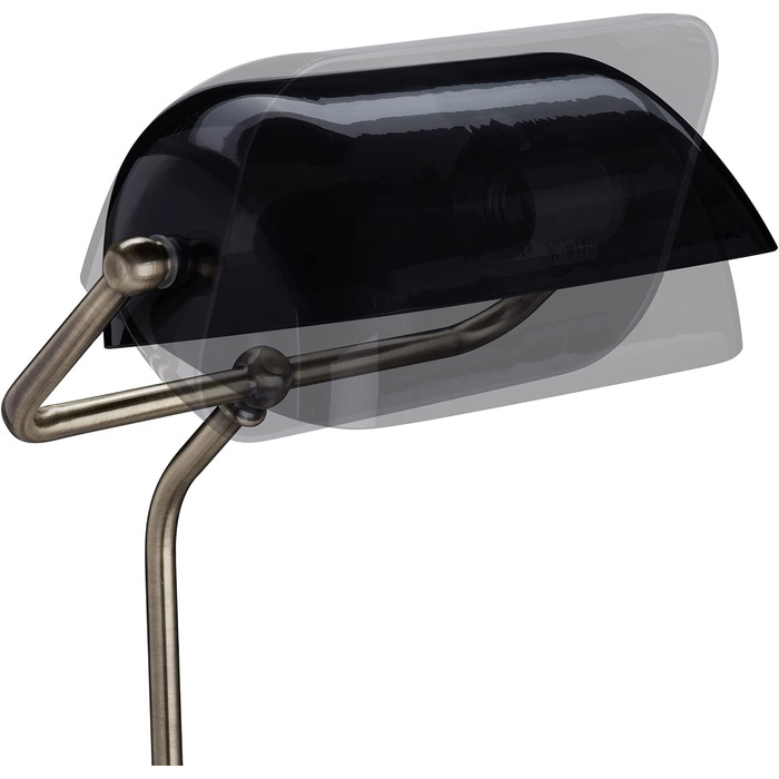 Relaxdays Bankerlampe, Glasschirm, Holzfuß, neigbare Bibliothekslampe, E27-Fassung, Schreibtischlampe Retro, schwarz