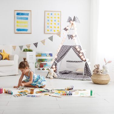 Relaxdays Bücherregal Kinder, HBT: 60 x 58 x 45 cm, Kinderbücherregal mit Wolkenmotiv, 3 Fächer, MDF, Kinderregal, weiß
