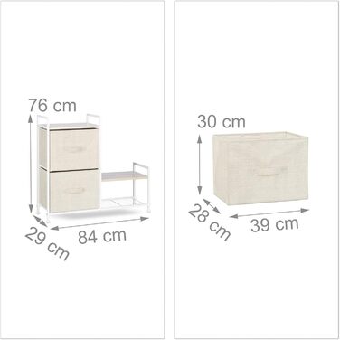 Relaxdays Regalsystem, 5 Schubladen, Metall & Holz, 77,5x83x29 cm, beige, (Design G)
