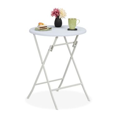 Relaxdays Runder Gartentisch in Rattan-Optik