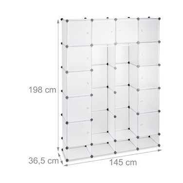 Relaxdays Kleiderschrank Stecksystem 18 Fächer