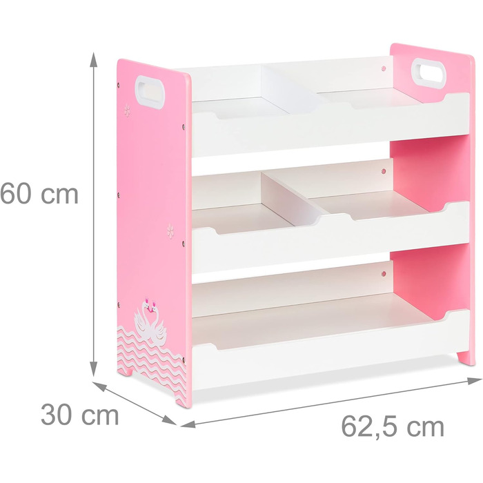 Relaxdays Kinderregal, HBT: 60 x 62,5 x 30 cm, 5 Fächer, MDF, Aufbewahrungsregal Kinderzimmer, Spielzeugregal, weiß/rosa, L