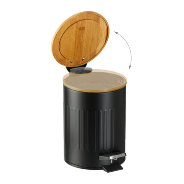 Relaxdays Bad Mülleimer 3 l mit Bambusdeckel