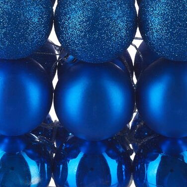 Relaxdays Weihnachtskugeln 150er Set, glitzernd, matt & glänzend, Kunststoff, ∅ 3, 4 & 6 cm, blau