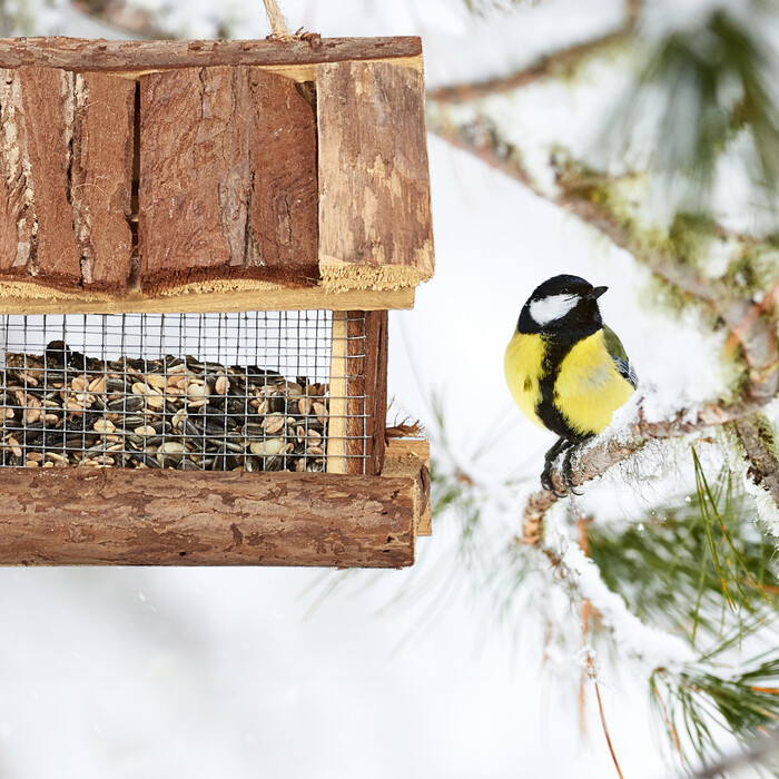 Relaxdays Vogelfutterhaus mit Rinde
