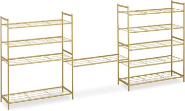 Relaxdays Schuhregal, Metall, 5 Ebenen, stapelbar, erweiterbar, HBT: 90x70x26cm, 15 Paar Schuhe, (Gold)