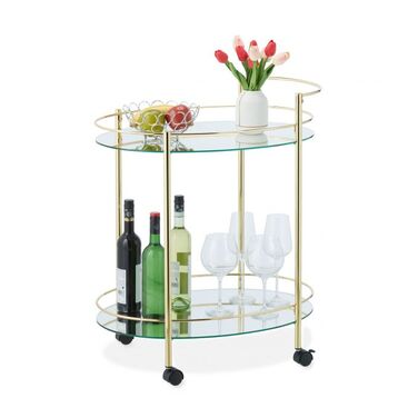 Relaxdays Ovaler Servierwagen in Gold