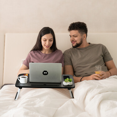 Relaxdays Laptoptisch mit Tablet- & Getränkehalter