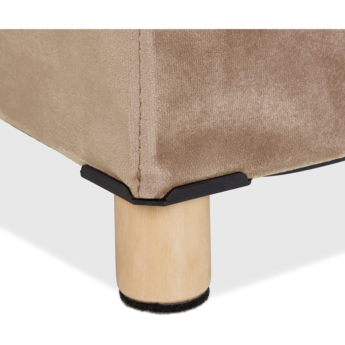 Relaxdays Samthocker mit Stauraum, Tablett, Holzbeine, eckig, 35x38x38 cm, Holz (Creme)