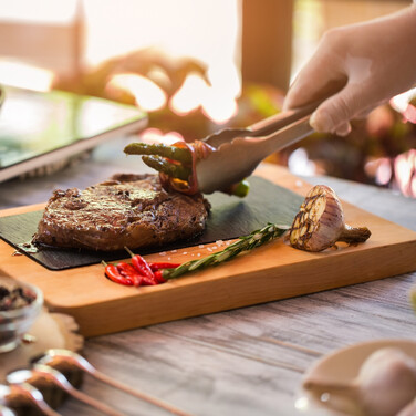 Relaxdays Edelstahl Grillzange mit Holzgriff
