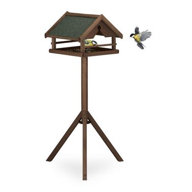 Relaxdays Braunes Vogelfutterhaus mit Ständer