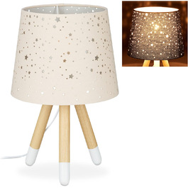 Relaxdays Kinderzimmer Tischlampe, E14, Stoffschirm mit Sternen, 40 cm, 50% Eisen, rosa