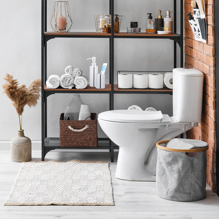 Relaxdays 4-tlg. Badezimmer Set glänzendes Silber