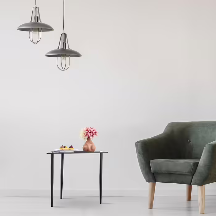 Relaxdays Beistelltisch, Couchtisch dreieckig, HBT 41x50x50 cm, Glas & Stahl, Wohnzimmer, Sofatisch modern, grau-schwarz
