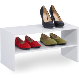 Relaxdays Schuhregal, 4 Paar, HBT: 29,5x60x29,5cm, schmal, 2 Ebenen, stapelbar, weiß