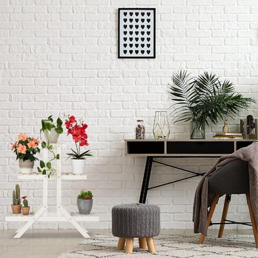 Relaxdays Blumentreppe Holz, 3 Stufen, 5 Ablagen, Shabby Chic, HBT: 83x83x28 cm, Weiß