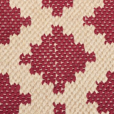 Relaxdays Teppich, Baumwolle, 80x200 cm, rutschfest, handgewebt, Rauten Muster, Teppichläufer, Flur, Küche, (Beige/Rot)