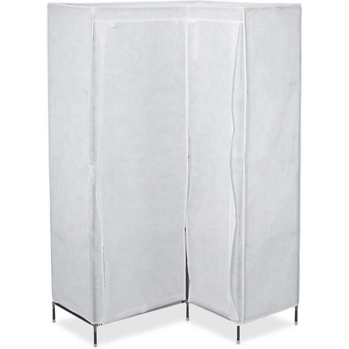 Relaxdays Eckkleiderschrank, 3. Generation, 8 Ablagen, 2 Kleiderstangen, Stecksystem, 2 Türen, HBT: 169x100x83 cm, weiß