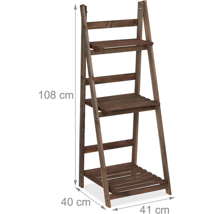 Relaxdays Blumentreppe, 2-stufig, klappbar, Holz, dunkelbraun, HBT: 51,5x41x24 cm