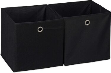 Relaxdays Stoffbox 2er Set, quadratisch, 30x30x30 cm, schwarz