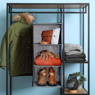 Relaxdays 2x Kleiderschrank Hängeregal 3 Fächer