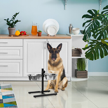 Relaxdays Futterstation Hund höhenverstellbar