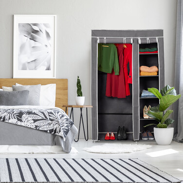 Relaxdays Großer Stoffschrank mit Kleiderstange
