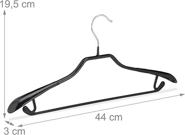 Relaxdays Kleiderbügel für Anzüge, 10er Set, gummiert, Metall, rutschfest, platzsparend, 44 cm, PVC-beschichtet
