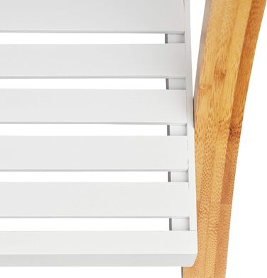 Relaxdays Handtuchhalter Bambus, mit Ablage & 3 Stangen, freistehend, 103x41x28cm, Natur/weiß
