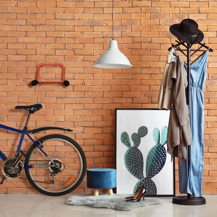 Relaxdays Fahrrad Wandhalterung, 2 Räder, bis 30kg, klappbar, HBT 28 x 47,5 x 51 cm, Fahrradaufhängung Wand, rot/schwarz