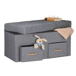 Relaxdays Graue Sitzbank mit 2 Schubladen