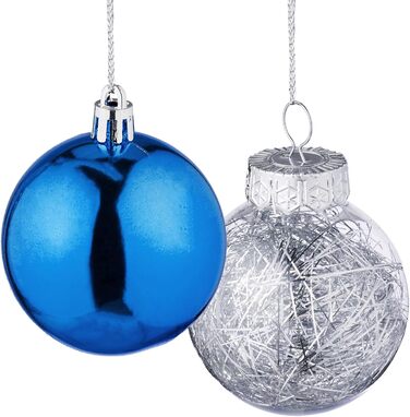 Relaxdays Weihnachtskugeln 101er Set, Kunststoff, Baumdeko mit Kugeln & Spitze, rosa/weiß (Blau)
