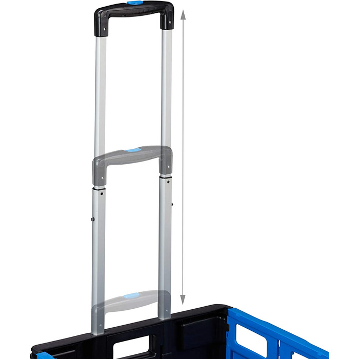 Relaxdays Einkaufstrolley klappbar, Teleskop-Griff, 2 Gummi Rollen, bis 35 kg, Shopping Trolley, Aluminium, ABS, blau