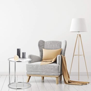 Relaxdays, Silber runder Beistelltisch, Metallgestell, Glasplatte, Wohnzimmertisch, Deko, Designer Tisch, HxD 53 x 45 cm, Standard