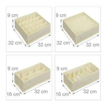 Relaxdays 4 tlg. Unterwäsche Organizer Set