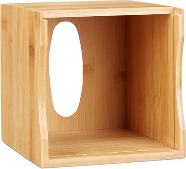 Relaxdays 2 x Kosmetiktücherbox quadratisch, Taschentuchbox Holz, Kosmetikbox Bambus, HxBxT: 15,5 x 14,5 x 14,5 cm, Natur